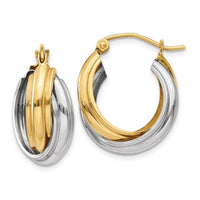 Thumbnail for 14k Two-tone Polished Double Hoop Earrings