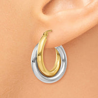 Thumbnail for 14k Two-tone Polished Double Tube Hoop Earrings