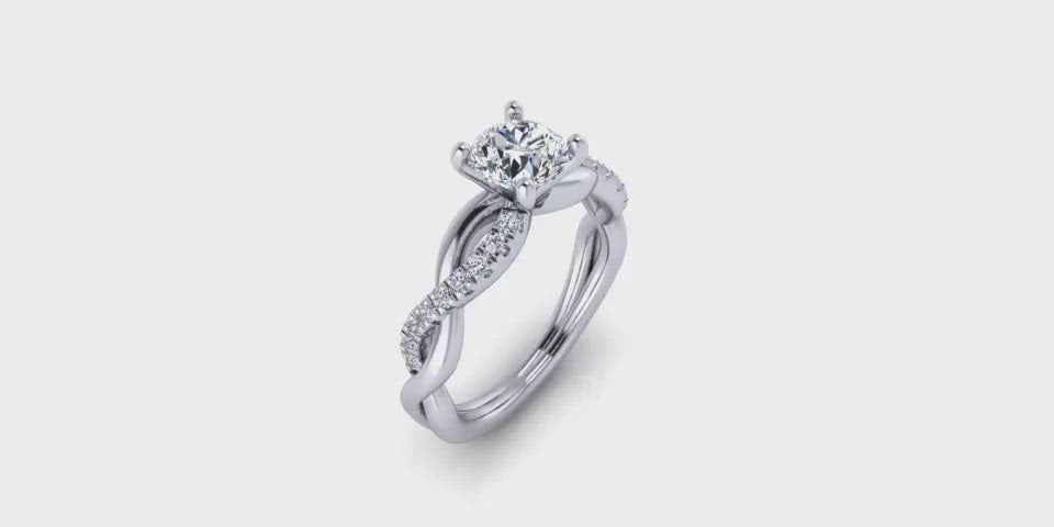 Round Center Infinity Diamond Engagement Ring set in 14 Karat Gold-angelucci-jewelry