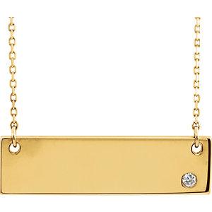 18K Yellow Gold-Plated Sterling Silver .03 CT Diamond Bar Engravable 18" Necklace  STULLER   