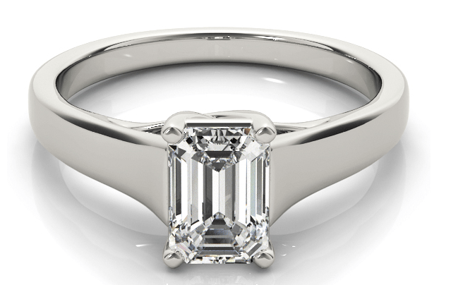 Emerald cut Solitaire Diamond Engagement Ring with Trellis Setting ...