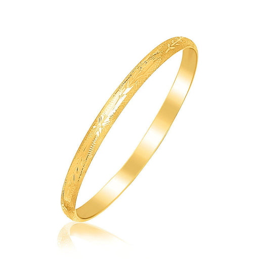 14k Yellow Gold Children's Bangle with Floral Diamond Cuts Bangles Angelucci Jewelry   