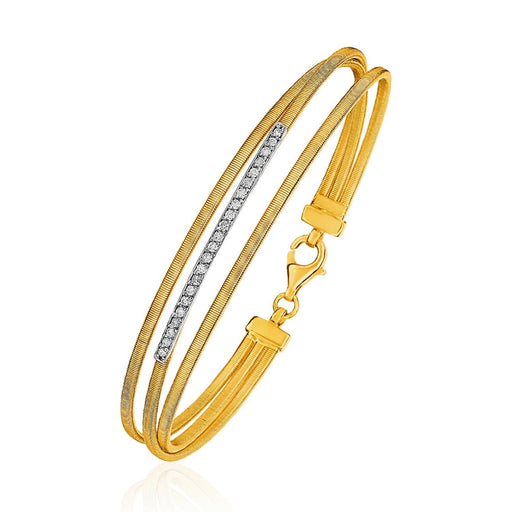 14k Three-Part Gold and 1pt Diamond Bangle Bracelet with Clasp (1/5 cttw) Bangles Angelucci Jewelry   