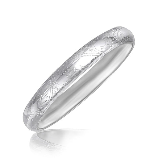 Sterling Silver Rhodium Plated Baroque Motif Slim Bangle Bangles Angelucci Jewelry   