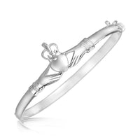 Thumbnail for Sterling Silver Claddagh Style Thin Bangle with Rhodium Plating Bangles Angelucci Jewelry   