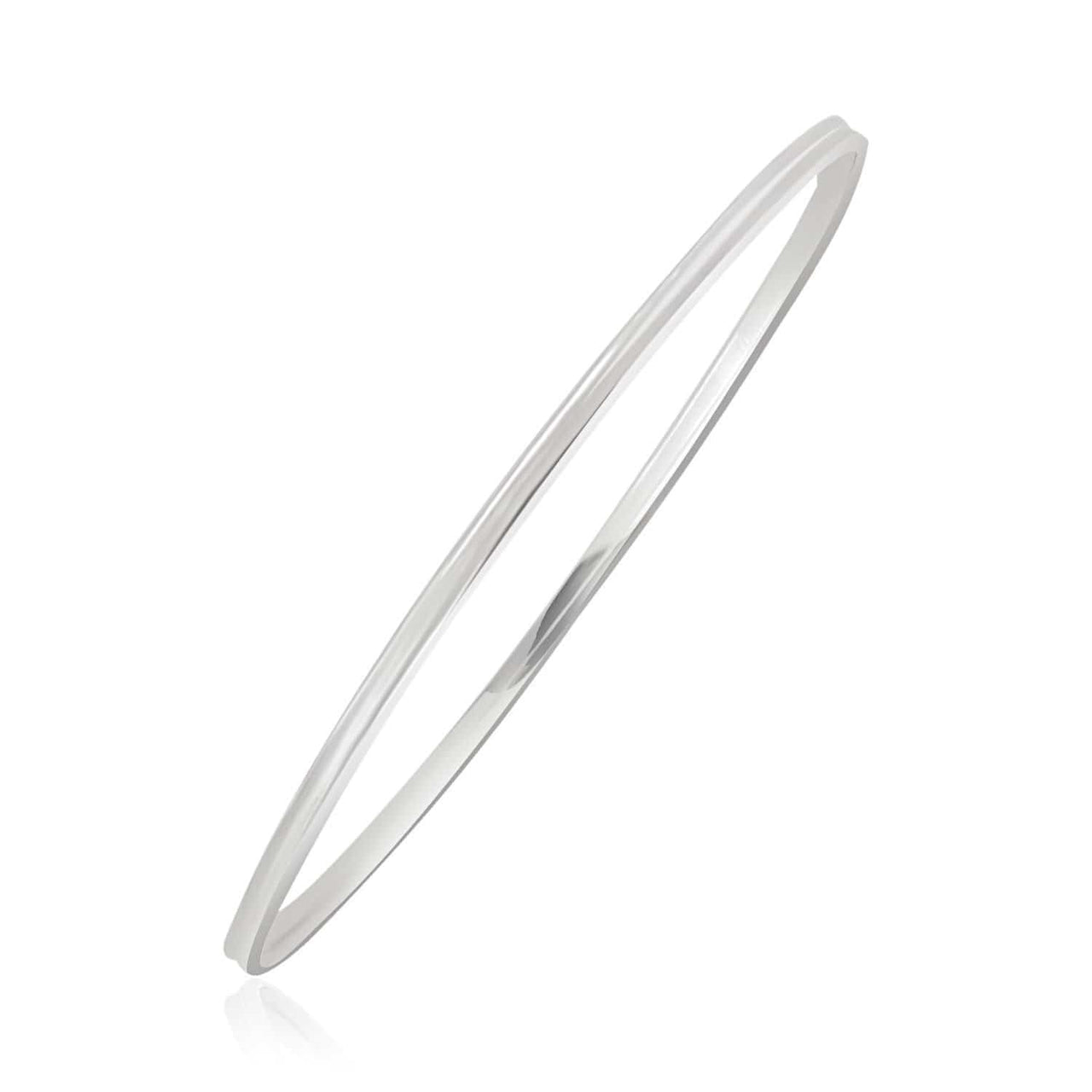 14k White Gold Concave Motif Thin  Stackable Bangle Bangles Angelucci Jewelry   