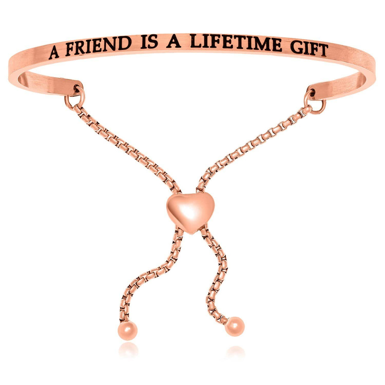 Pink Stainless Steel A Friend Is A Lifetime Gift Adjustable Bracelet Bangles Angelucci Jewelry   