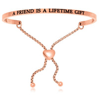 Thumbnail for Pink Stainless Steel A Friend Is A Lifetime Gift Adjustable Bracelet Bangles Angelucci Jewelry   
