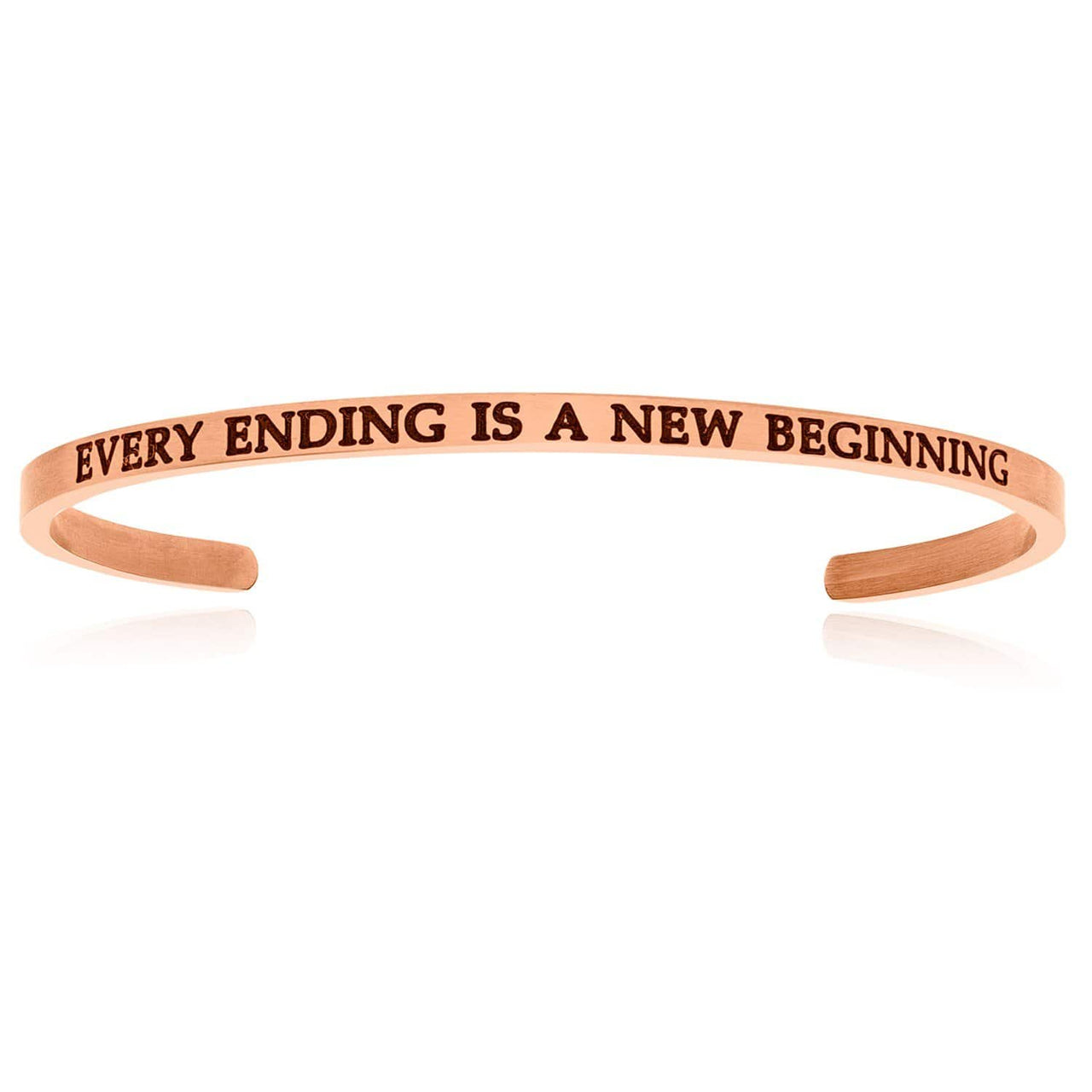 Pink Stainless Steel Every Ending Is A New Beginning Cuff Bracelet Bangles Angelucci Jewelry   