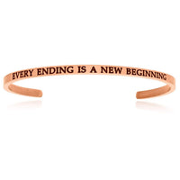 Thumbnail for Pink Stainless Steel Every Ending Is A New Beginning Cuff Bracelet Bangles Angelucci Jewelry   