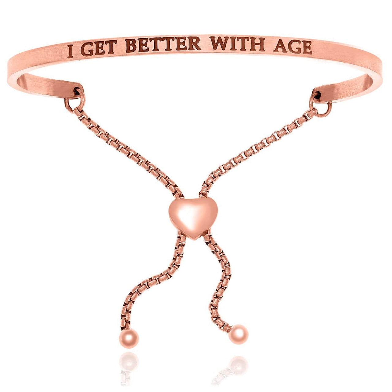 Pink Stainless Steel I Get Better With Age Adjustable Bracelet Bangles Angelucci Jewelry   