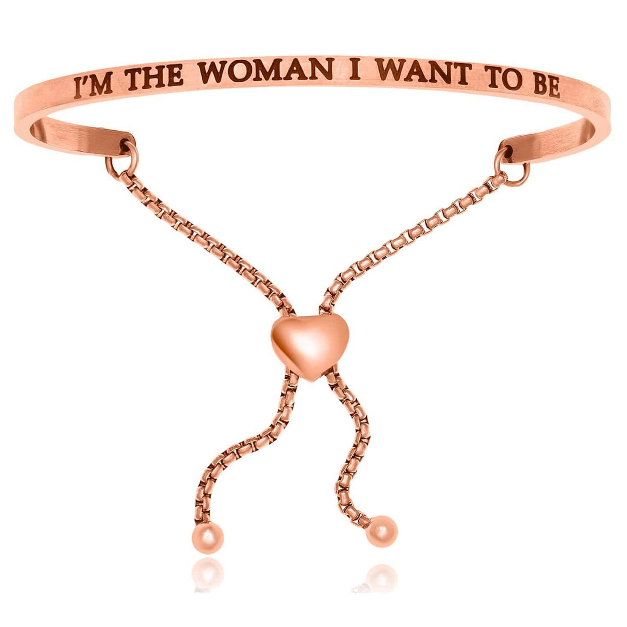 Pink Stainless Steel I'm The Woman I Want To Be Adjustable Bracelet Bangles Angelucci Jewelry   