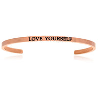 Thumbnail for Pink Stainless Steel Love Yourself Cuff Bracelet Bangles Angelucci Jewelry   