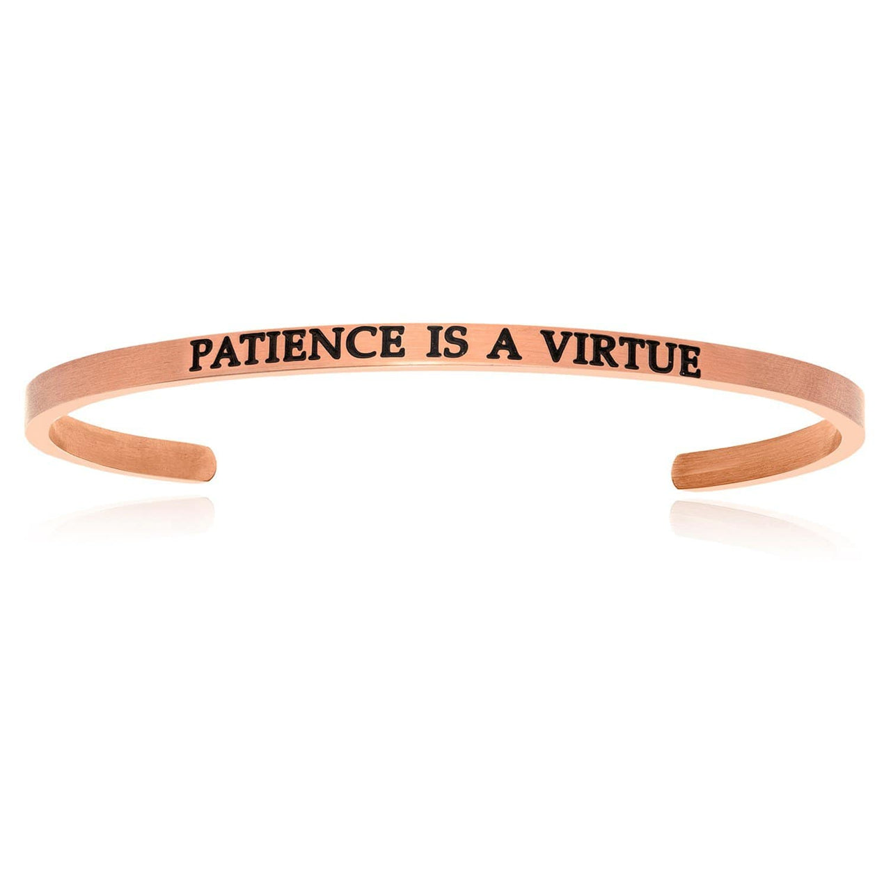 Pink Stainless Steel Patience Is A Virtue Cuff Bracelet Bangles Angelucci Jewelry   