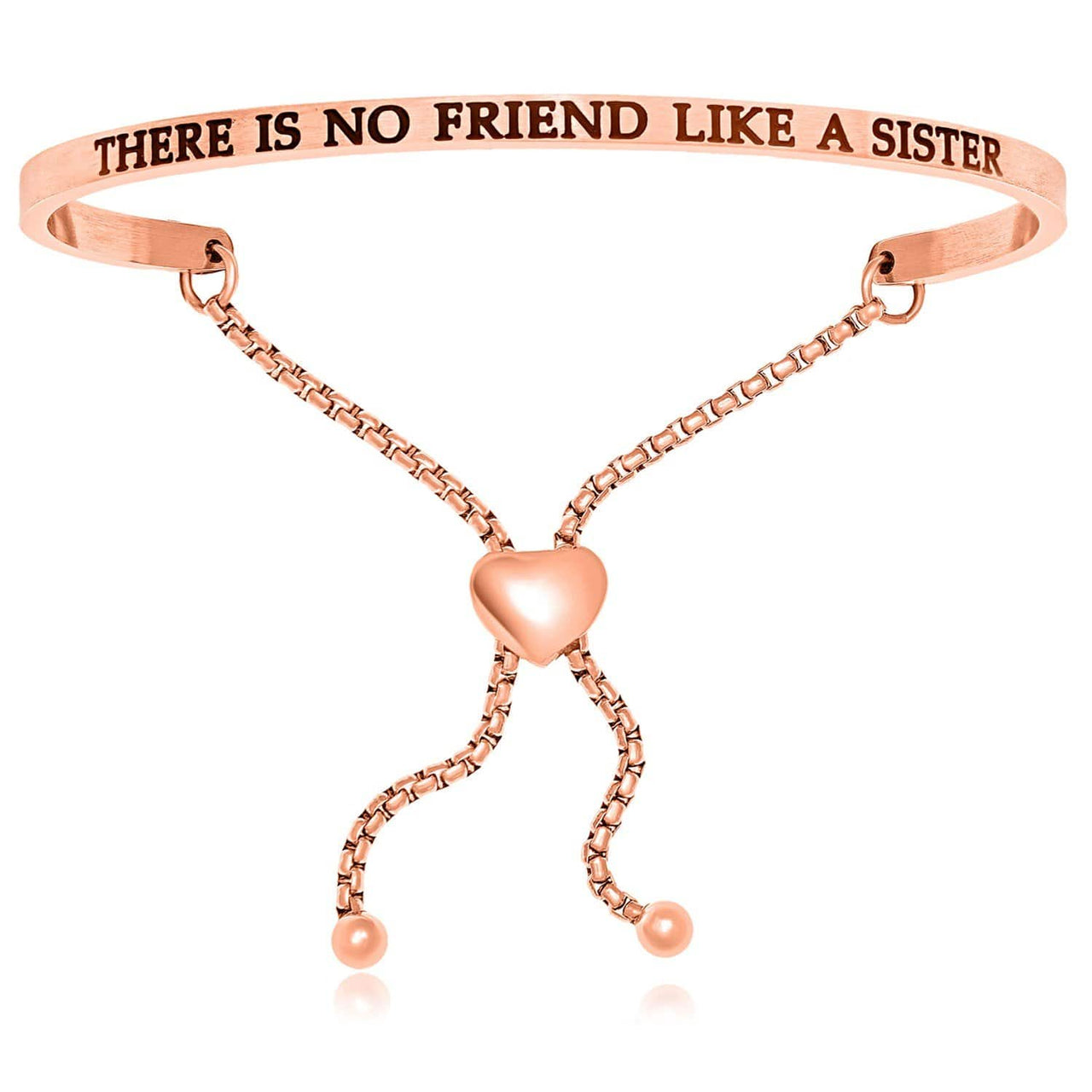 Pink Stainless Steel There Is No Friend Like A Sister Adjustable Bracelet Bangles Angelucci Jewelry   
