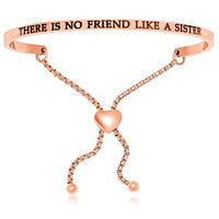 Thumbnail for Pink Stainless Steel There Is No Friend Like A Sister Adjustable Bracelet Bangles Angelucci Jewelry   
