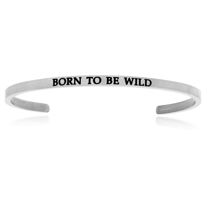 Stainless Steel Born To Be Wild Cuff Bracelet Bangles Angelucci Jewelry   