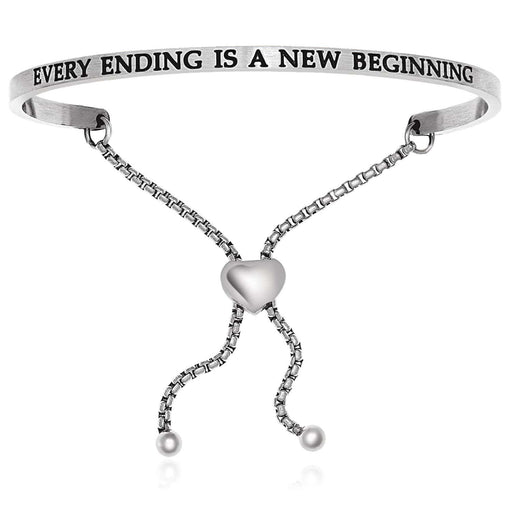 Stainless Steel Every Ending Is A New Beginning Adjustable Bracelet Bangles Angelucci Jewelry   