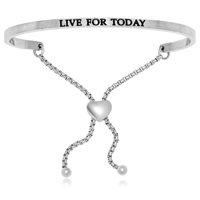 Stainless Steel Live For Today Adjustable Bracelet Bangles Angelucci Jewelry   