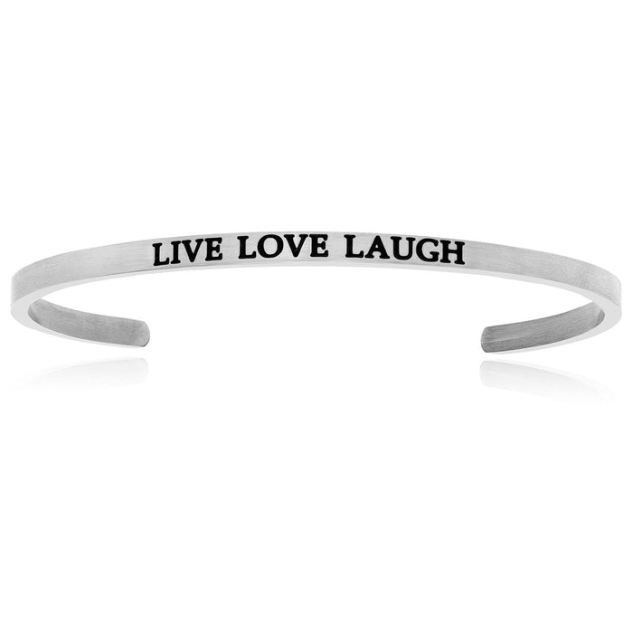 Stainless Steel Live Love Laugh Cuff Bracelet Bangles Angelucci Jewelry   