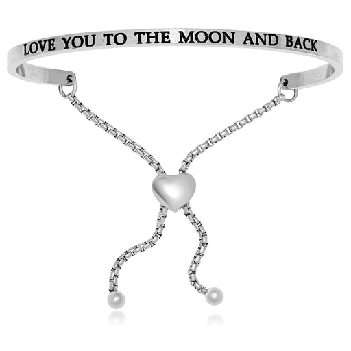 Stainless Steel Love You To The Moon And Back Adjustable Bracelet Bangles Angelucci Jewelry   