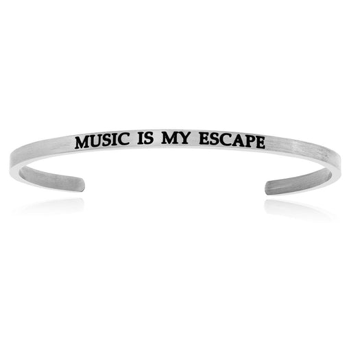 Stainless Steel Music Is My Escape Cuff Bracelet Bangles Angelucci Jewelry   