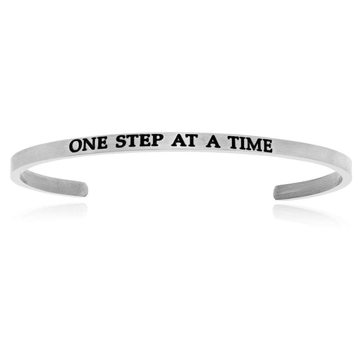 Stainless Steel One Step At A Time Cuff Bracelet Bangles Angelucci Jewelry   