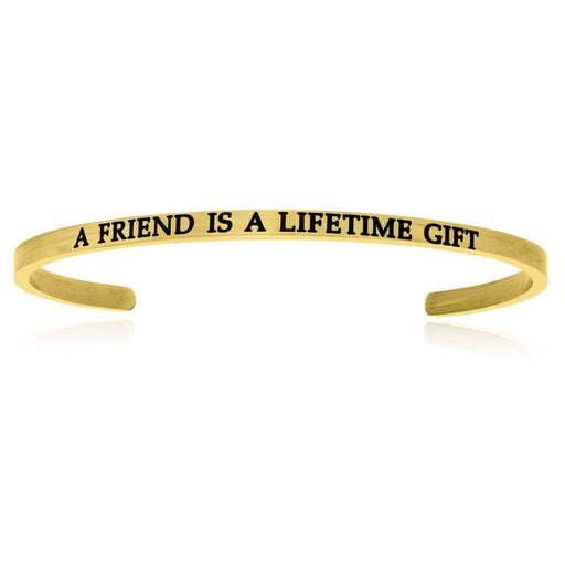 Yellow Stainless Steel A Friend Is A Lifetime Gift Cuff Bracelet Bangles Angelucci Jewelry   