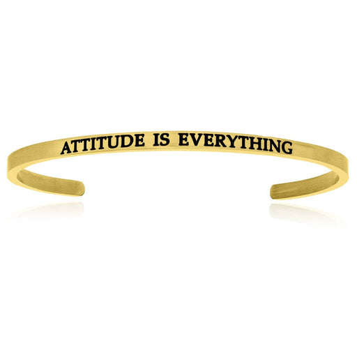 Yellow Stainless Steel Attitude Is Everything Cuff Bracelet Bangles Angelucci Jewelry   