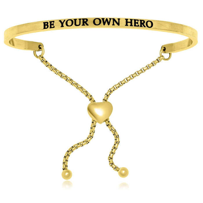 Yellow Stainless Steel Be Your Own Hero Adjustable Bracelet Bangles Angelucci Jewelry   