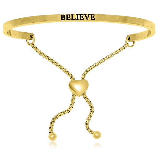 Yellow Stainless Steel Believe Adjustable Bracelet Bangles Angelucci Jewelry   