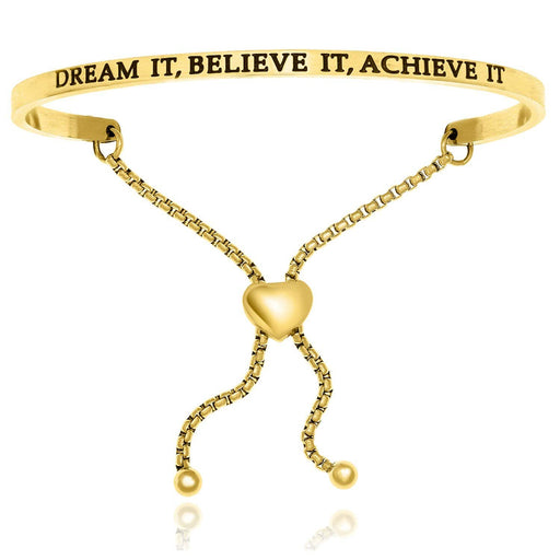 Yellow Stainless Steel Dream It,  Believe It,  Achieve It Adjustable Bracelet Bangles Angelucci Jewelry   