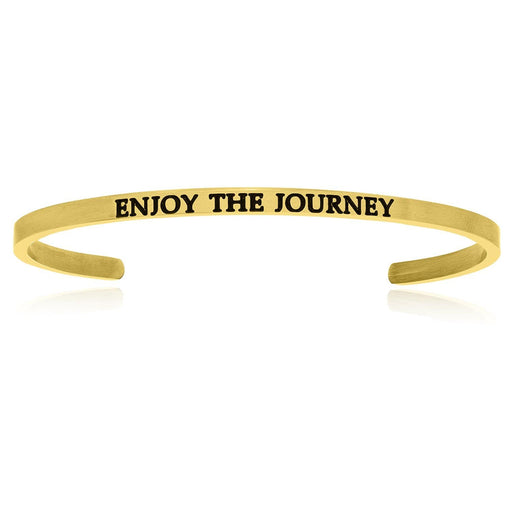 Yellow Stainless Steel Enjoy The Journey Cuff Bracelet Bangles Angelucci Jewelry   