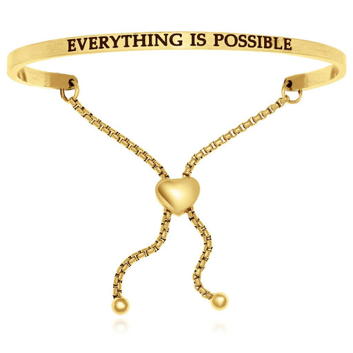 Yellow Stainless Steel Everything Is Possible Adjustable Bracelet Bangles Angelucci Jewelry   