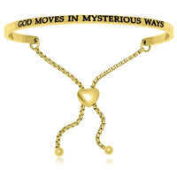 Thumbnail for Yellow Stainless Steel God Moves In Mysterious Ways Adjustable Bracelet Bangles Angelucci Jewelry   