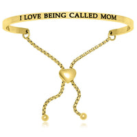 Thumbnail for Yellow Stainless Steel I Love Being Called Mom Adjustable Bracelet Bangles Angelucci Jewelry   