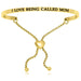 Yellow Stainless Steel I Love Being Called Mom Adjustable Bracelet Bangles Angelucci Jewelry   