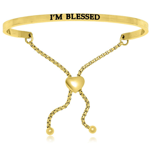 Yellow Stainless Steel I'm Blessed Adjustable Bracelet Bangles Angelucci Jewelry   