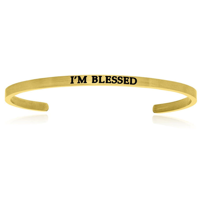 Yellow Stainless Steel I'm Blessed Cuff Bracelet Bangles Angelucci Jewelry   