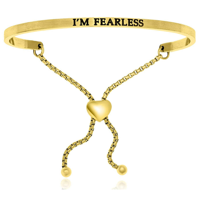 Yellow Stainless Steel I'm Fearless Adjustable Bracelet Bangles Angelucci Jewelry   