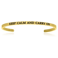 Thumbnail for Yellow Stainless Steel Keep Calm And Carry On Cuff Bracelet Bangles Angelucci Jewelry   