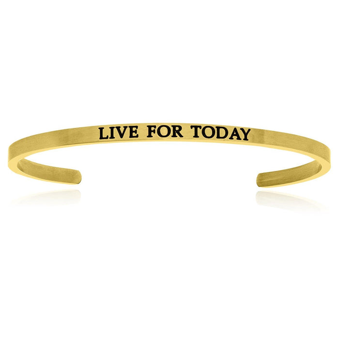 Yellow Stainless Steel Live For Today Cuff Bracelet Bangles Angelucci Jewelry   
