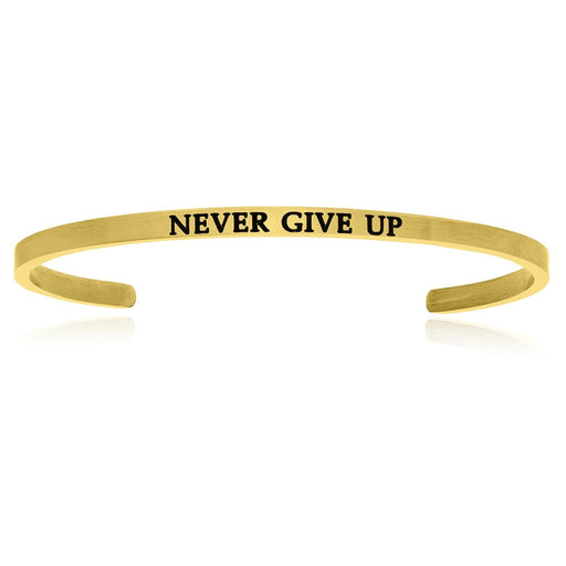 Yellow Stainless Steel Never Give Up Cuff Bracelet Bangles Angelucci Jewelry   