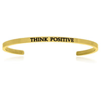 Thumbnail for Yellow Stainless Steel Think Positive Cuff Bracelet Bangles Angelucci Jewelry   