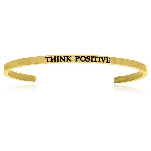 Yellow Stainless Steel Think Positive Cuff Bracelet Bangles Angelucci Jewelry   
