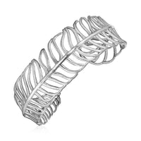 Thumbnail for Open Leaf Motif Cuff Bangle in Sterling Silver Bangles Angelucci Jewelry   