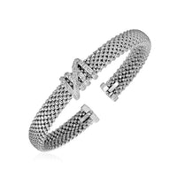 Thumbnail for Popcorn Texture Cuff Bangle with Diamonds in Sterling Silver Bangles Angelucci Jewelry   