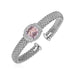 Popcorn Texture Cuff Bangle with Rose Quartz and Diamonds in Sterling Silver Bangles Angelucci Jewelry   