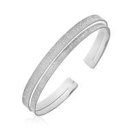 Thumbnail for Sterling Silver Diamond Dust Split Shank Open Cuff Bangles Angelucci Jewelry   