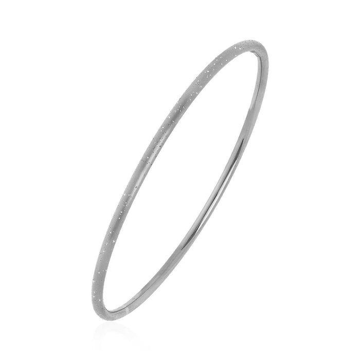 Textured Bangle with White Finish in Sterling Silver Bangles Angelucci Jewelry   